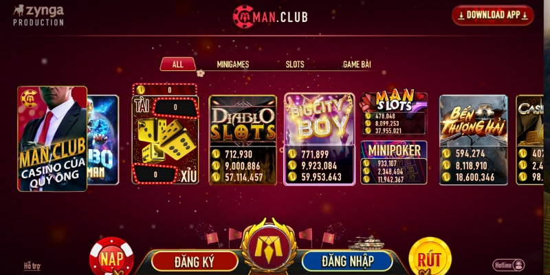Hệ thống game tại trang tài xỉu online Manclub