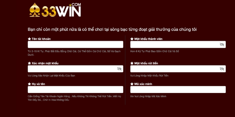 Hướng dẫn đăng ký tại trang tài xỉu online 33win