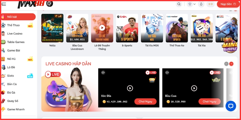 Những tính năng tại trang tài xỉu online Max88